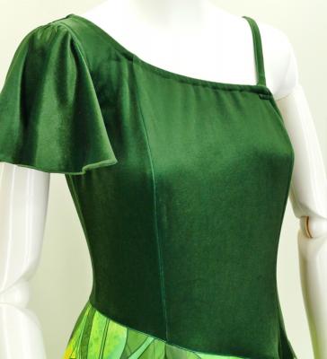 Hula One Shoulder Dress with Velvet & Ginger / Luxury Collection / Green / J2690gr
