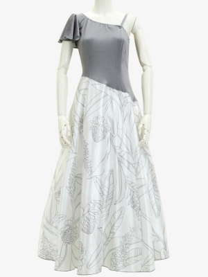 Hula One Shoulder Dress with Velvet & Ginger / Luxury Collection / Gray / J2690gy