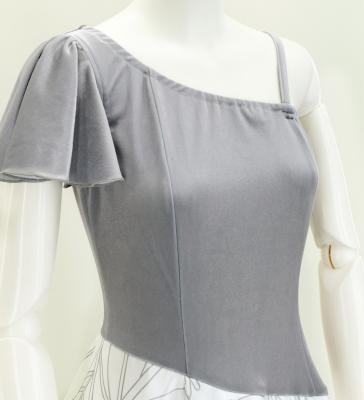 Hula One Shoulder Dress with Velvet & Ginger / Luxury Collection / Gray / J2690gy