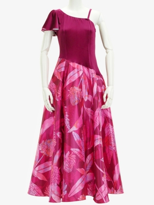 Hula One Shoulder Dress with Velvet & Ginger / Luxury Collection / Pink / J2690pi