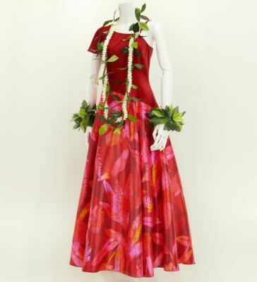 Hula One Shoulder Dress with Velvet & Ginger / Luxury Collection / Red / J2690rd
