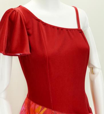 Hula One Shoulder Dress with Velvet & Ginger / Luxury Collection / Red / J2690rd