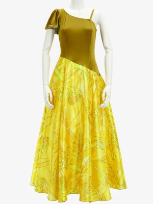 Hula One Shoulder Dress with Velvet & Ginger / Luxury Collection / Yellow / J2690ye