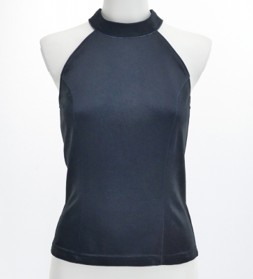 Hula American Armhole Blouse with Velvet / Black / J2757bk