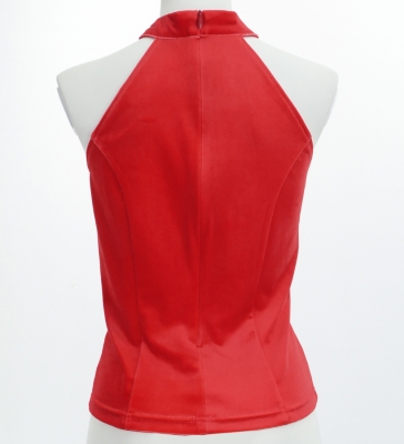 Hula American Armhole Blouse with Velvet / Dark Red 2 / J2757drd2