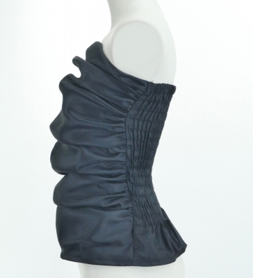 Hula Drape Blouse with Shantung / Black / J2758bk