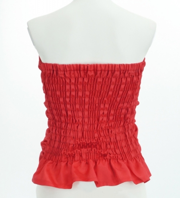Hula Drape Blouse with Shantung / Dark Red 2 / J2758drd2