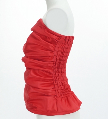 Hula Drape Blouse with Shantung / Dark Red 2 / J2758drd2