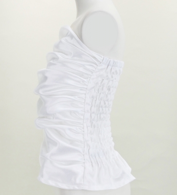 Hula Drape Blouse with Shantung / White/ J2758wh