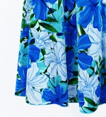 Hula Long Dress with Hibiscus Print / Luxury Collection / Blue / J2834bl