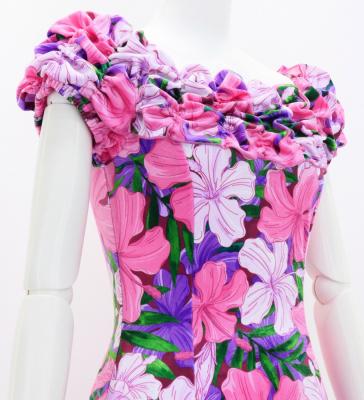 Hula Long Dress with Hibiscus Print / Luxury Collection / Pink / J2834pi