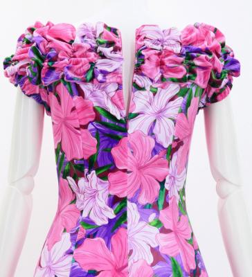 Hula Long Dress with Hibiscus Print / Luxury Collection / Pink / J2834pi
