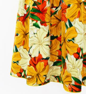Hula Long Dress with Hibiscus Print / Luxury Collection / Yellow / J2834ye