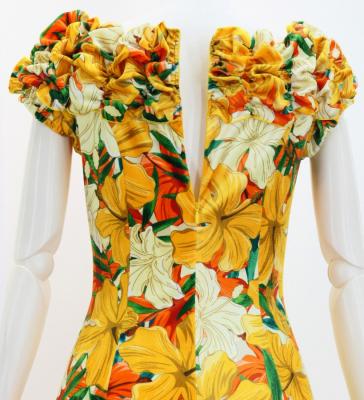 Hula Long Dress with Hibiscus Print / Luxury Collection / Yellow / J2834ye