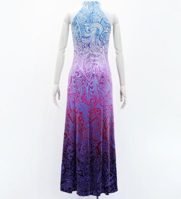 Hula Long Slit Dress with Velvet / Luxury Collection / Blue & Purple /J2847blpu