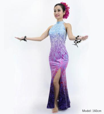 Hula Long Slit Dress with Velvet / Luxury Collection / Blue & Purple /J2847blpu
