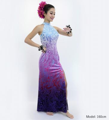 Hula Long Slit Dress with Velvet / Luxury Collection / Blue & Purple /J2847blpu