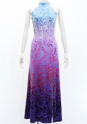Hula Long Slit Dress with Velvet / Luxury Collection / Blue & Purple /J2847blpu