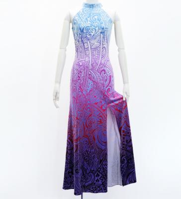 Hula Long Slit Dress with Velvet / Luxury Collection / Blue & Purple /J2847blpu