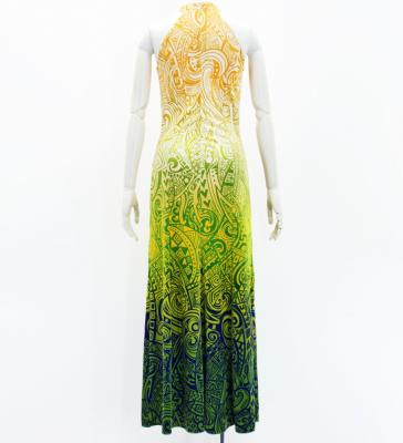Hula Long Slit Dress with Velvet / Luxury Collection / Orange & Blue /J2847orbl