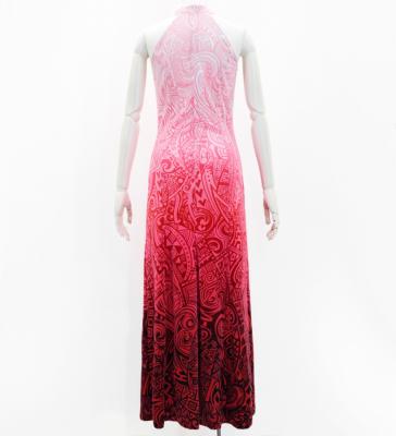 Hula Long Slit Dress with Velvet / Luxury Collection / Pink & Red /J2847pird