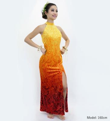 Hula Long Slit Dress with Velvet / Luxury Collection / Yellow & Orange /J2847yeor