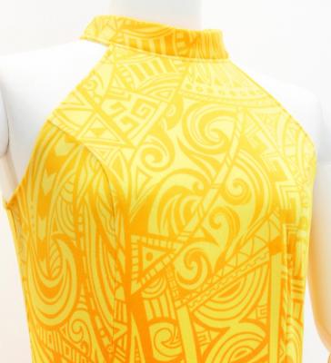 Hula Long Slit Dress with Velvet / Luxury Collection / Yellow & Orange /J2847yeor