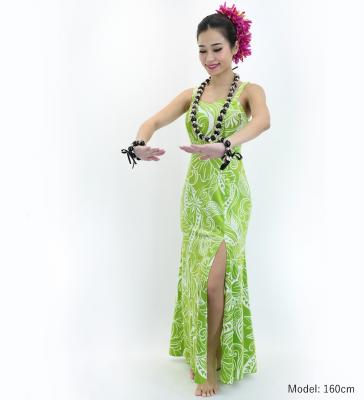 Hula Long Slit Dress with Velvet / Luxury Collection / Green /J2848gr