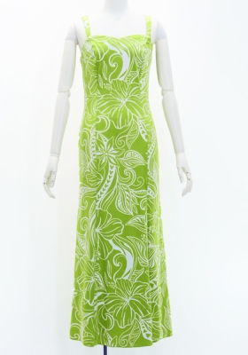Hula Long Slit Dress with Velvet / Luxury Collection / Green /J2848gr