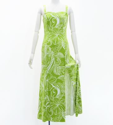 Hula Long Slit Dress with Velvet / Luxury Collection / Green /J2848gr
