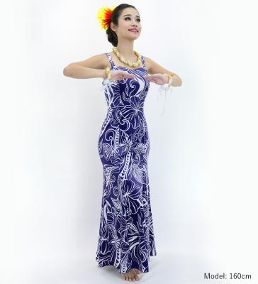 Hula Long Slit Dress with Velvet / Luxury Collection / Navy /J2848nv