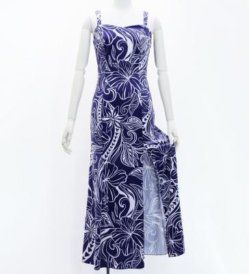 Hula Long Slit Dress with Velvet / Luxury Collection / Navy /J2848nv