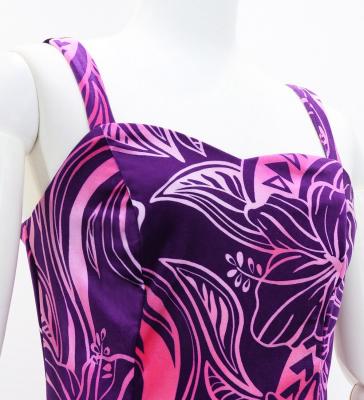 Hula Long Slit Dress with Velvet / Luxury Collection / Purple & Pink /J2848pupi