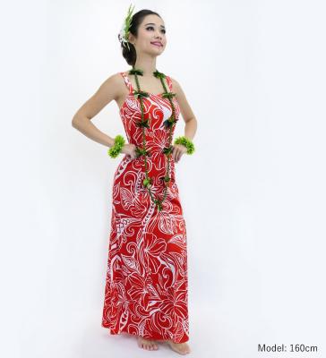 Hula Long Slit Dress with Velvet / Luxury Collection / Red / J2848rd