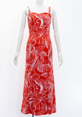 Hula Long Slit Dress with Velvet / Luxury Collection / Red / J2848rd