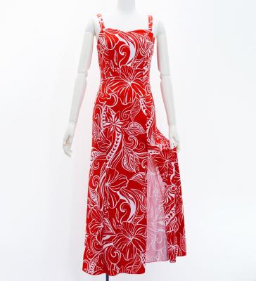 Hula Long Slit Dress with Velvet / Luxury Collection / Red / J2848rd
