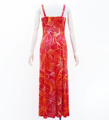 Hula Long Slit Dress with Velvet / Luxury Collection / Red & Orange /J2848rdor
