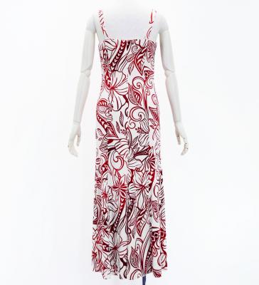 Hula Long Slit Dress with Velvet / Luxury Collection / White & Red /J2848whrd
