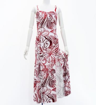 Hula Long Slit Dress with Velvet / Luxury Collection / White & Red /J2848whrd