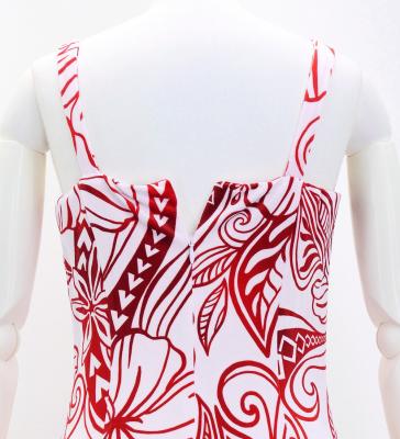 Hula Long Slit Dress with Velvet / Luxury Collection / White & Red /J2848whrd