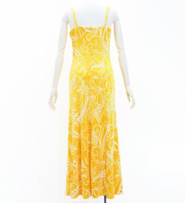 Hula Long Slit Dress with Velvet / Luxury Collection / Yellow /J2848ye
