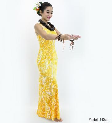 Hula Long Slit Dress with Velvet / Luxury Collection / Yellow /J2848ye
