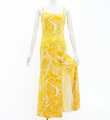 Hula Long Slit Dress with Velvet / Luxury Collection / Yellow /J2848ye