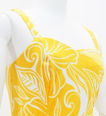 Hula Long Slit Dress with Velvet / Luxury Collection / Yellow /J2848ye