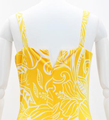 Hula Long Slit Dress with Velvet / Luxury Collection / Yellow /J2848ye