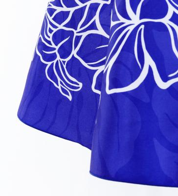 Hula Midi Dress with Plumeria Print / Luxury Collection / Blue / J2849bl