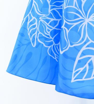 Hula Midi Dress with Plumeria Print / Luxury Collection / Light Blue / J2849lbl