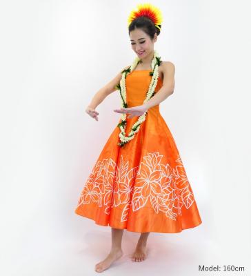 Hula Midi Dress with Plumeria Print / Luxury Collection / Orange / J2849or