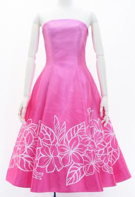 Hula Midi Dress with Plumeria Print / Luxury Collection / Pink / J2849pi