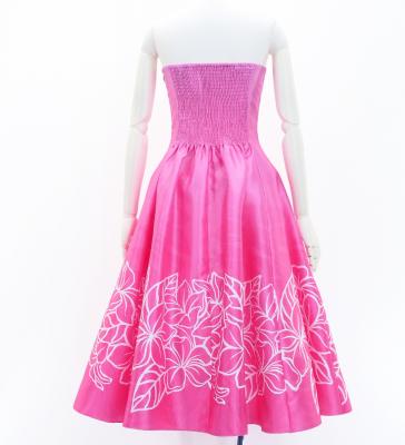 Hula Midi Dress with Plumeria Print / Luxury Collection / Pink / J2849pi